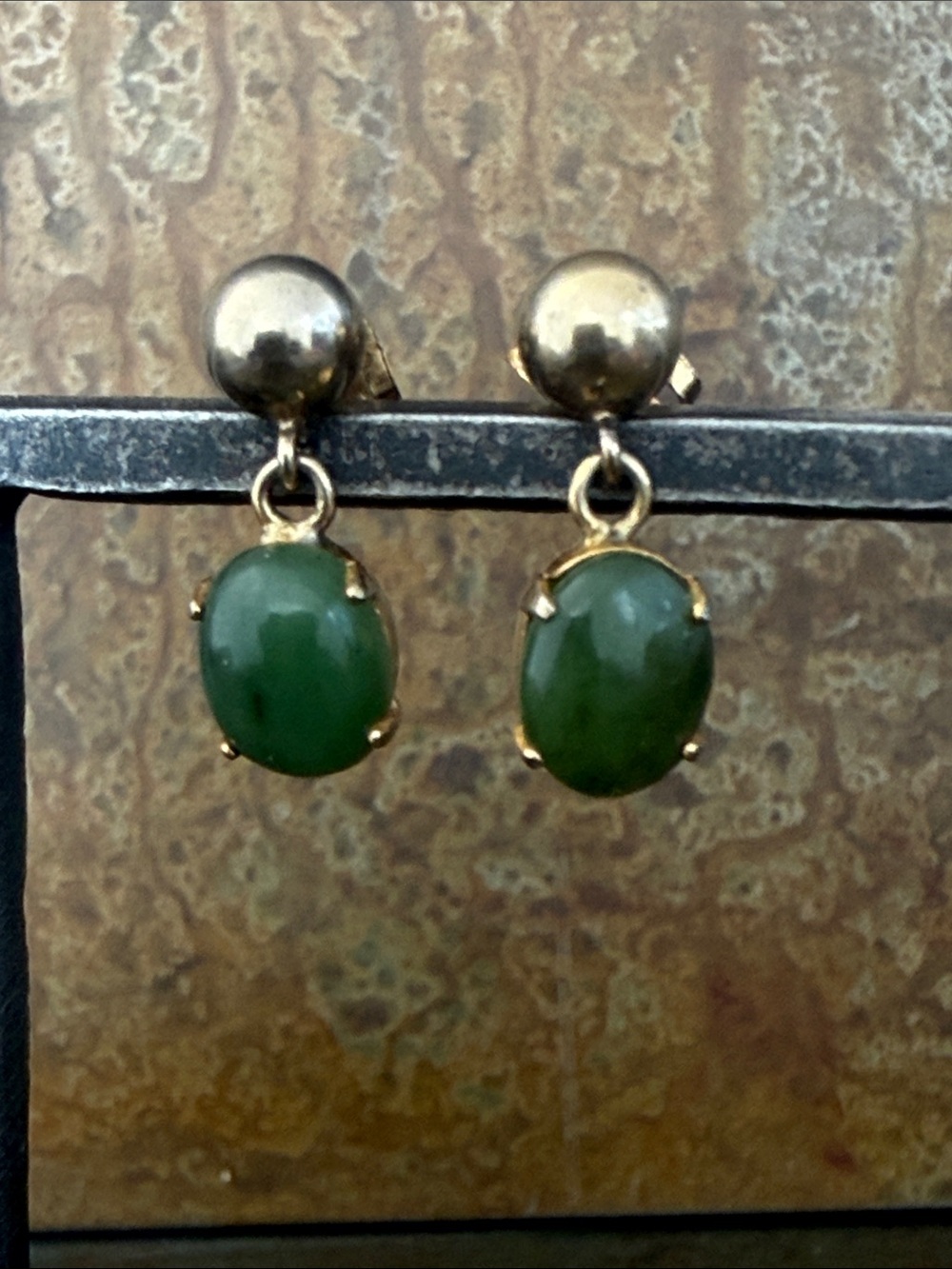 1970’s Jade and gold earrings from Indian Reservation in Canada.